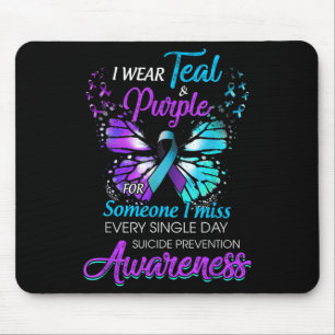 Ich trage Aquamarinen & amp; Lila Suizidprävention Mousepad