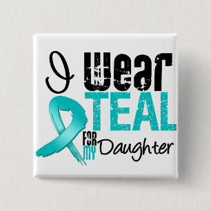 Ich trage aquamarines Band für meine Tochter Button