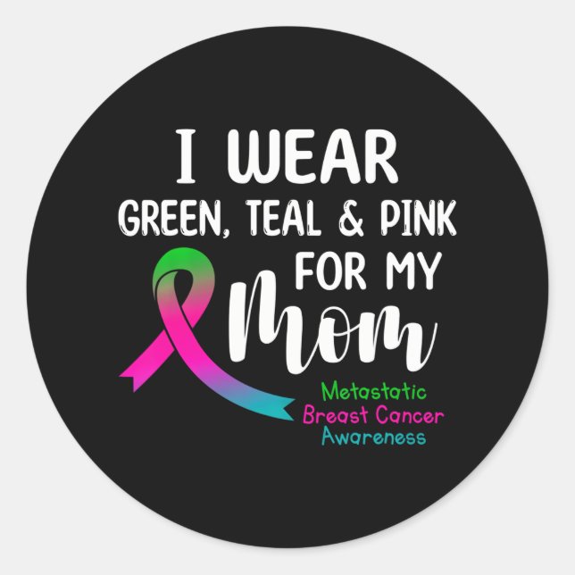 Ich trage Aquamarines grünes Rosa für meine Mama,  Runder Aufkleber (Vorderseite)
