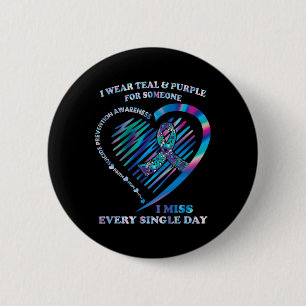 Ich trage Aquamarines und Lila Heart Suicide Preve Button