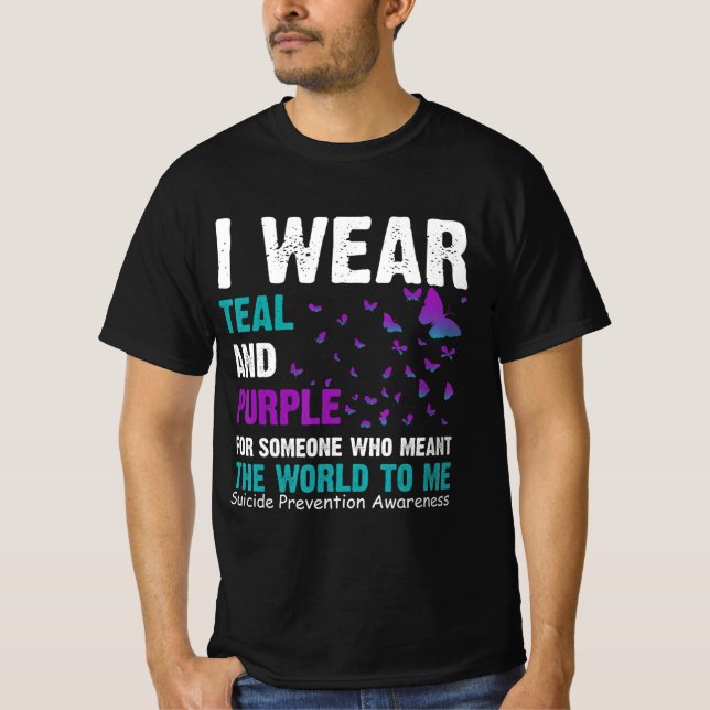 Ich trage Aquamarines und Lila Selbstmordbewusstse T-Shirt (Vorderseite)