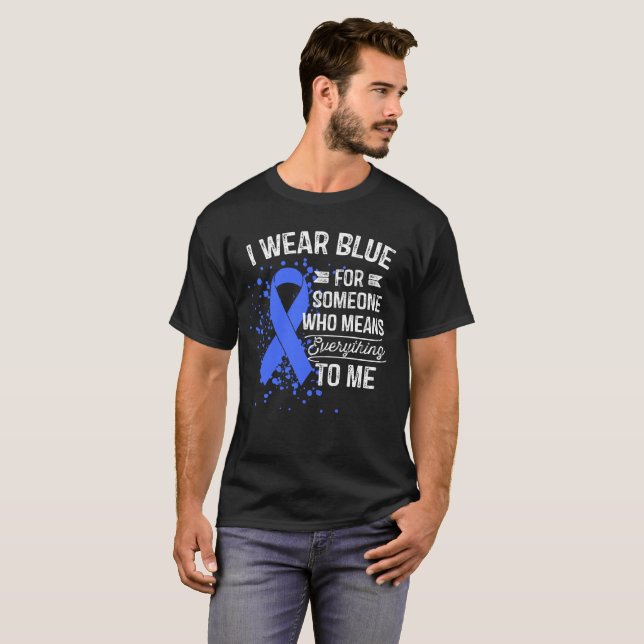 Ich trage Blau - Bewusstseins-blaues Band T-Shirt (Vorne ganz)