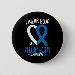 Ich trage Blau für Alopezie Areata Balding Button