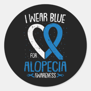 Ich trage Blau für Alopezie Areata Balding Runder Aufkleber