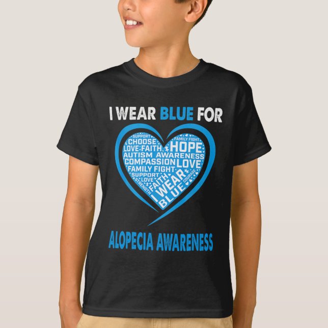Ich trage Blau für Alopezie Awareness Glaube Hoffn T-Shirt (Vorderseite)