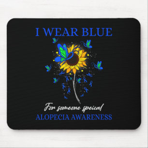 Ich trage Blau für Alopezie Awareness Sonnenblume Mousepad