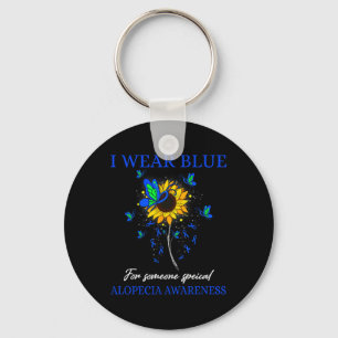 Ich trage Blau für Alopezie Awareness Sonnenblume Schlüsselanhänger