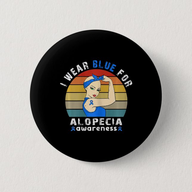 Ich trage blau für Alopezie-Bewusstsein Button (Vorderseite)