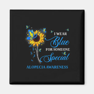 Ich trage Blau für Alopezie Bewusstsein Sonnenblum Magnet