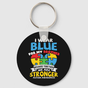 Ich trage Blau für Autismus Awareness Family Schlüsselanhänger