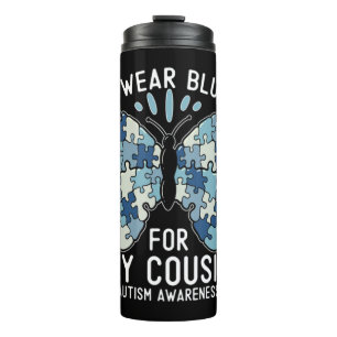 Ich trage Blau für Autismus Awareness Family Thermosbecher