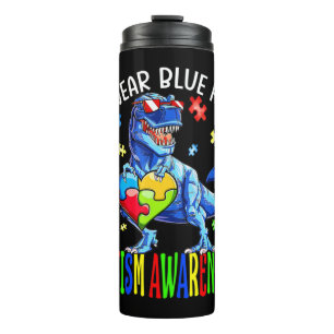 Ich trage Blau für Autismus Bewusstsein, Autismus Thermosbecher