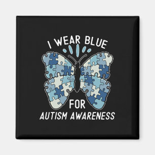 Ich trage Blau für Autismus Bewusstsein Blue Puzzl Magnet