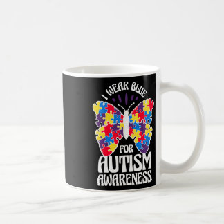 Ich trage Blau für Autismus-Bewusstsein Schmetterl Kaffeetasse