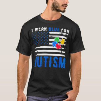 Ich trage Blau für Autismus Bewusstsein Welt Autis T-Shirt