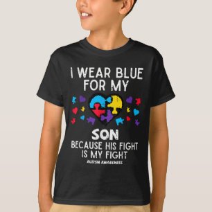 Ich trage Blau für den Sohn im Kampf für Autismus- T-Shirt