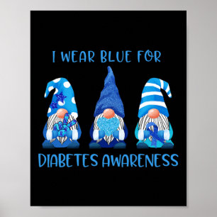 Ich trage Blau für Diabetes Awareness Gnomes Peace Poster