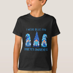 Ich trage Blau für Diabetes Awareness Gnomes Peace T-Shirt