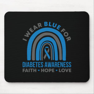 Ich trage Blau für Diabetes Awareness Month Rainbo Mousepad