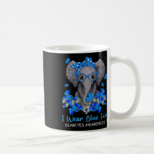 Ich trage Blau für Diabetes-Bewusstsein Elephant W Kaffeetasse