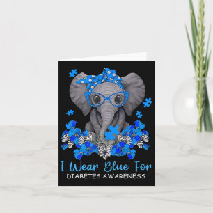 Ich trage Blau für Diabetes-Bewusstsein Elephant W Karte