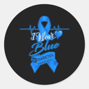 Ich trage Blau für Diabetes-Bewusstsein Grafik Runder Aufkleber