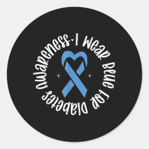 Ich trage Blau für Diabetes-Bewusstseins-Kunst Runder Aufkleber