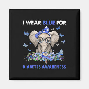 Ich trage blau für Elefanten zur Diabetes-Bewussts Magnet