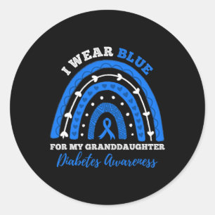 Ich trage Blau für Grandtochter T1d Typ 1 Diabetes Runder Aufkleber