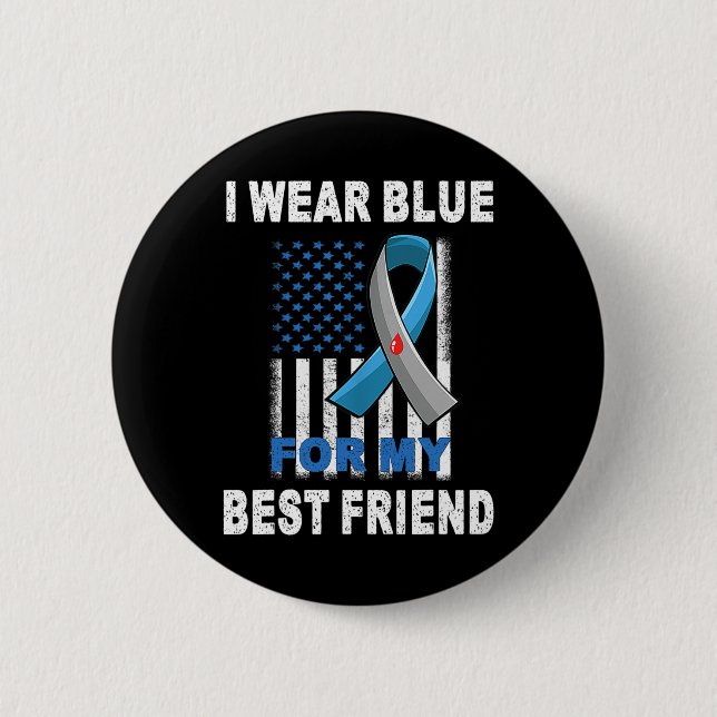 Ich trage Blau für mein bester Freund Diabetes Bew Button (Vorderseite)