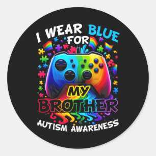 Ich trage Blau für mein Bruder Autismus Awareness  Runder Aufkleber