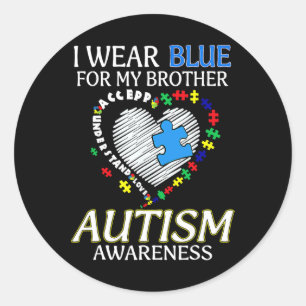 Ich trage Blau für mein Bruder Autismus Awareness Runder Aufkleber