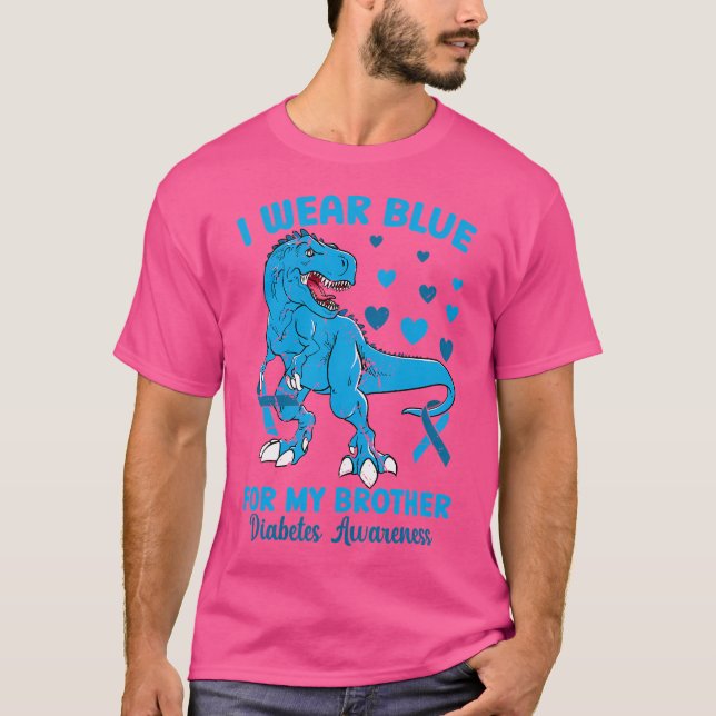 Ich trage Blau für mein Bruder Dinosaur Diabetes A T-Shirt (Vorderseite)