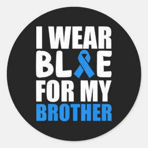 Ich trage Blau für mein Bruder Shirt Autismus Bewu Runder Aufkleber