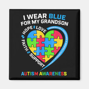 Ich trage Blau für mein Enkel Autismus Bewusstsein Magnet