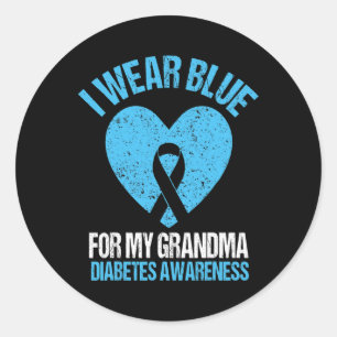 Ich trage Blau für mein Oma Diabetes Awareness Gra Runder Aufkleber
