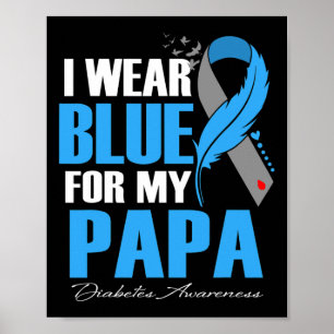 Ich trage Blau für mein Papa Diabetes Awareness Fe Poster