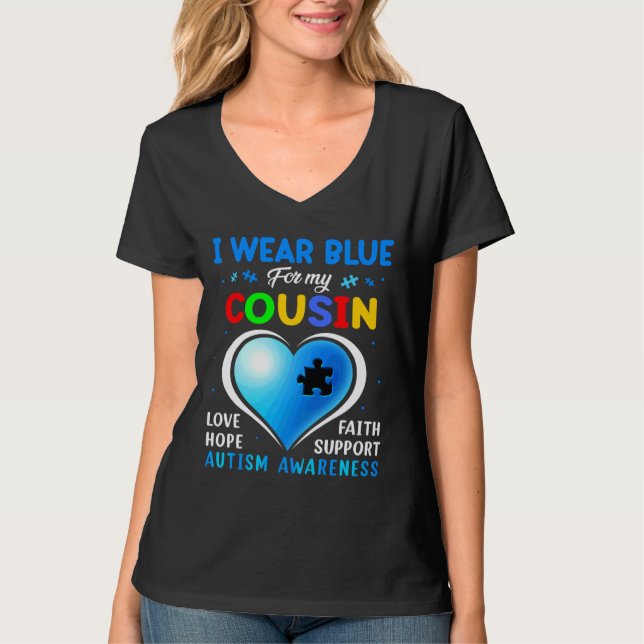 Ich trage Blau für meine Cousin-Familie T-Shirt (Vorderseite)