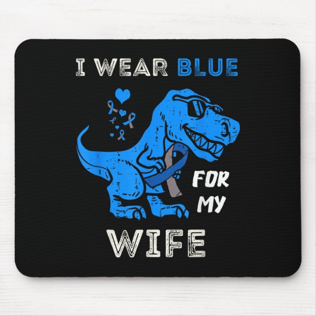 Ich trage Blau für meine Ehefrau T Rex Dino Diabet Mousepad (Vorne)