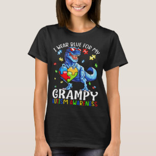 Ich trage Blau für meine Grampy Dinosaurier Autism T-Shirt