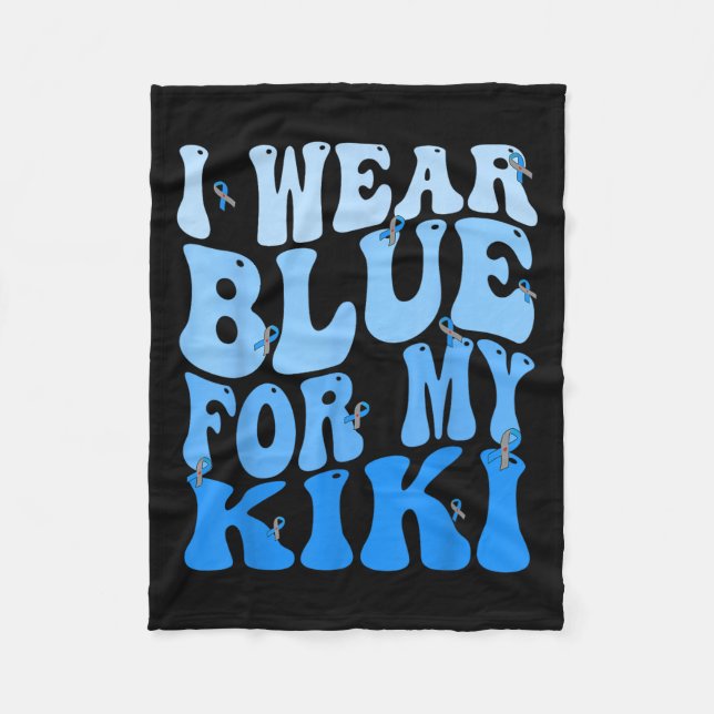 Ich trage Blau für meine Kiki Blue Ribbon Diabetes Fleecedecke (Vorderseite)