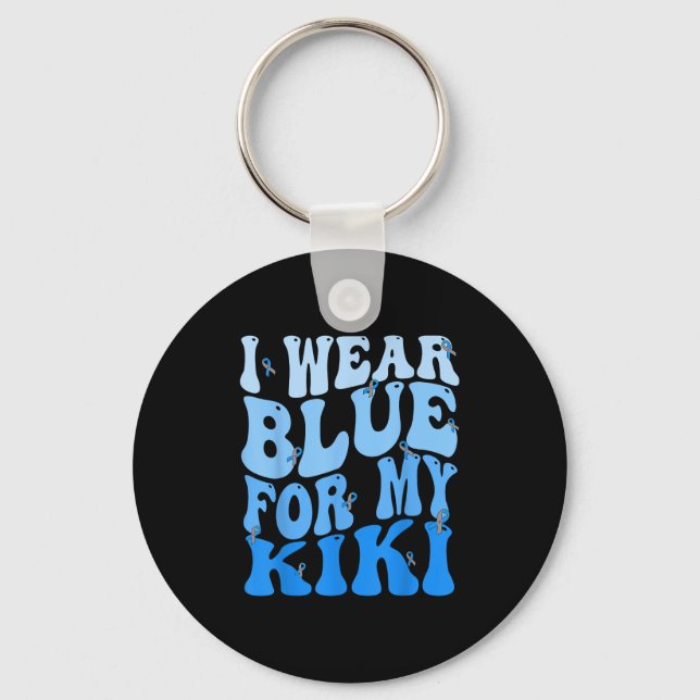 Ich trage Blau für meine Kiki Blue Ribbon Diabetes Schlüsselanhänger (Vorderseite)