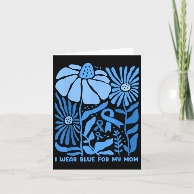 Ich trage Blau für meine Mama Diabetes Bewusstsein Karte (Vorderseite)