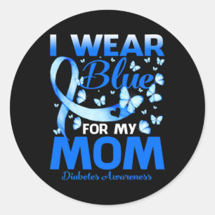 Ich trage Blau für meine Mama Diabetes-Bewusstsein Runder Aufkleber