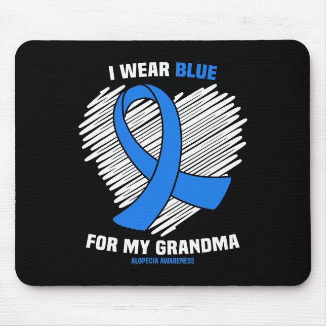 Ich trage Blau für meine Oma Alopezie Awareness Mousepad (Vorne)