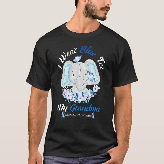 Ich trage Blau für meine Oma Elephant Diabetes Awa T-Shirt (Vorderseite)