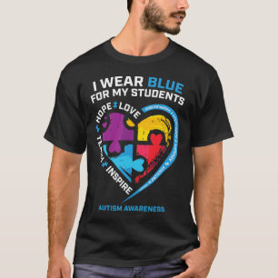 Ich trage Blau für meine Schüler Geschenke Lehrer T-Shirt