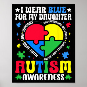 Ich trage Blau für meine Tochter Autismus Awarenes Poster