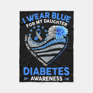 Ich trage Blau für meine Tochter Diabetes Awarenes Fleecedecke