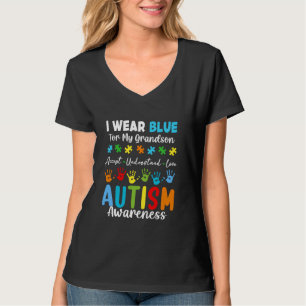 Ich trage Blau für meinen autistischen Enkel Autis T-Shirt